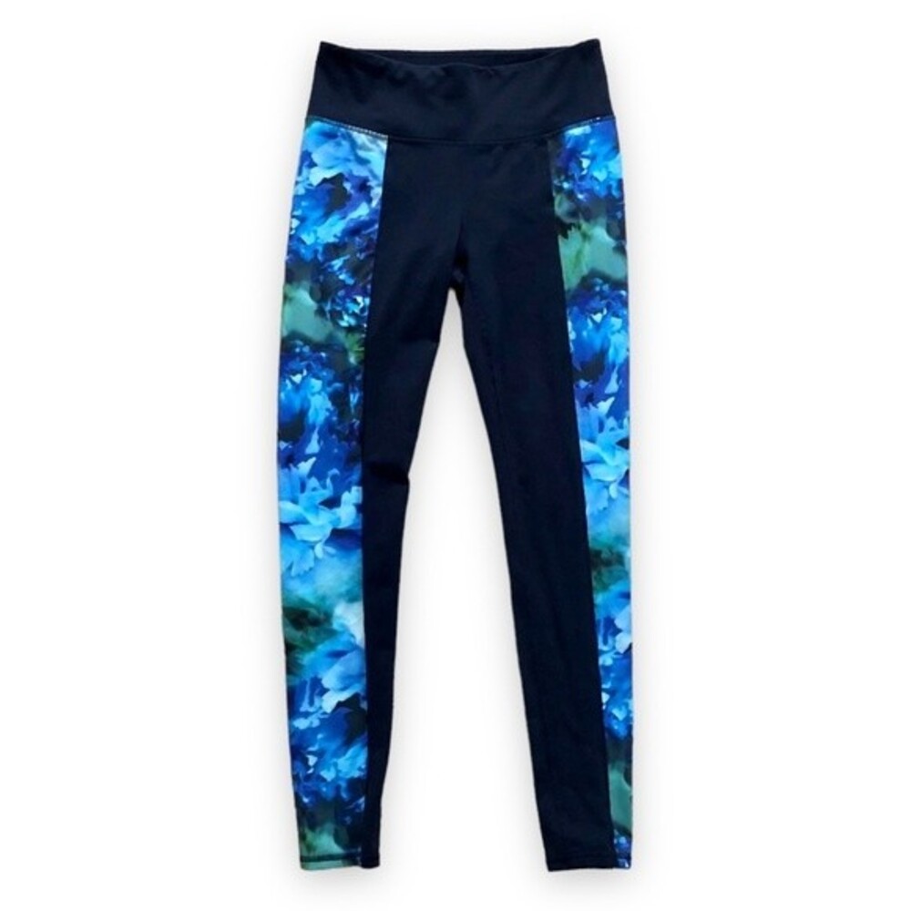 Athleta High Rise Chaturanga Leggings Blue Bloom Size Medium Sporty Athletic